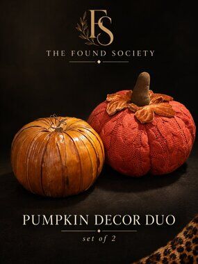 Fall Pumpkin Decor Set of 2 Rust Cable Knit Natural Fiber Autumn